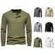 Autumn and Winter New Men's Four-button Waffle Henley T-shirt: Long-sleeved T-shirt