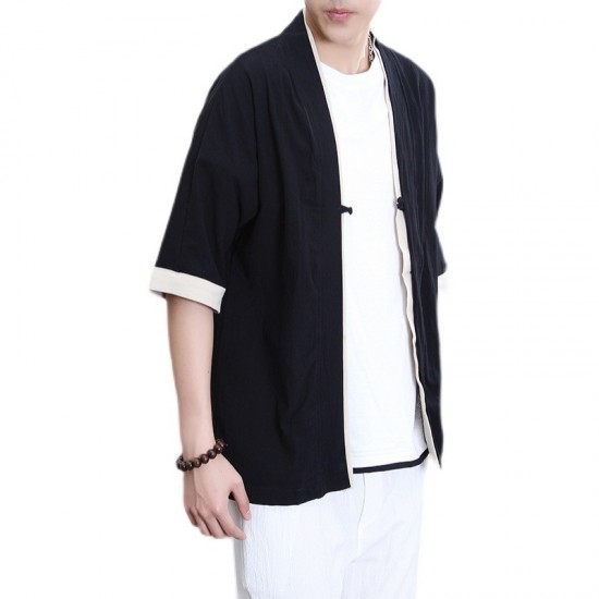 Year-round Style: Men's Cotton and Linen Tang Suits, Japanese-style Buttoned Cardigans, Taoist Robes, Loose Hanfu T-Shirts