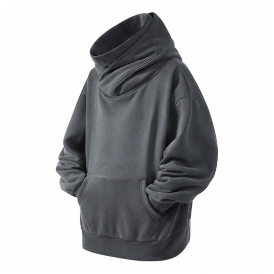 2025 Men's Autumn/Winter Oversized American-style Turtleneck Hoodie: Loose-fitting Windproof Turtleneck Hooded Sweatshirt Jacket