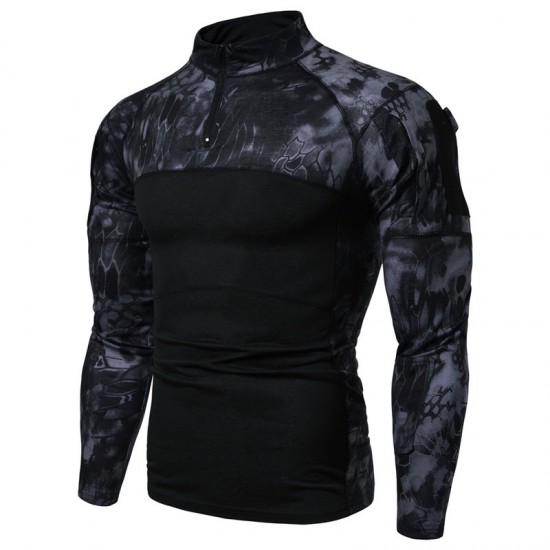 Spring/Autumn European and American Men's Military Field Outdoor Fitness Camouflage Long-Sleeved T-Shirt: Men's Casual T-Shirt