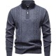 2025 European Size Autumn/Winter New Men's Casual Jacquard Sweater: Stand Collar Zipper Pullover