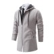 Autumn Men's Fashion Hooded Cardigan Sweater: Mid-Length Plush Thickened Cardigan Sweater Jacket