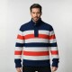 2025 Autumn New Men's Half-Zip Fleece Striped Sweater: Casual Knit Sweater