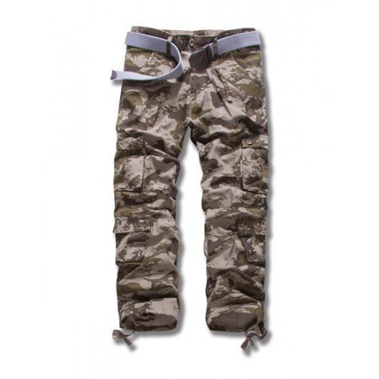 2025 European Size Men's Battlefield Military Style: Washed Camouflage Large-size Casual Work Pants