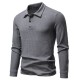 2025 European-sized New Men's Waffle Long-Sleeved Lapel T-Shirt: Simple Casual Polo Shirt