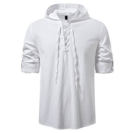 2025 New European-Sized Men's Long-Sleeved Hooded Casual Shirt