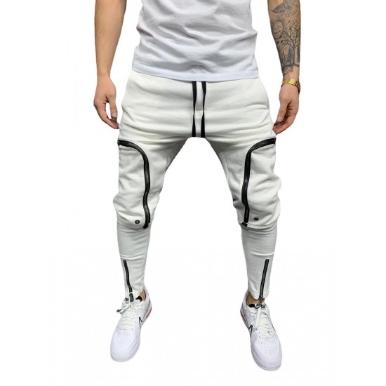 European and American Men's Slim-fit Zippered Backpack Pocket Fitness Casual Trousers