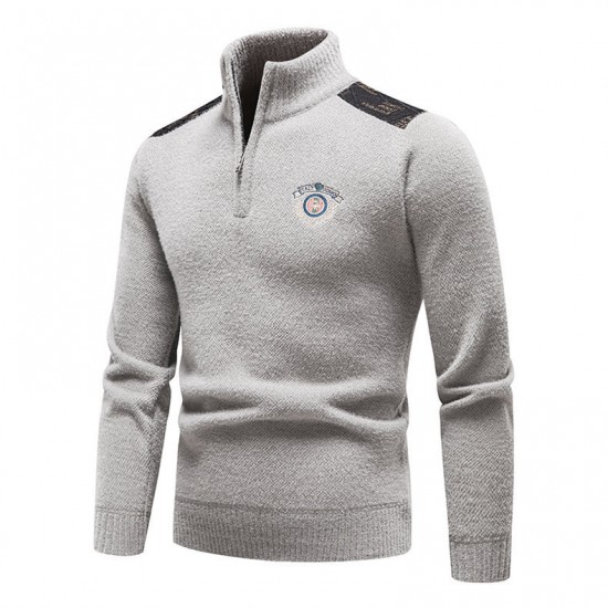 Autumn/Winter Men's Thickened Base Shirt: Men's Sweater, Stand-Up Collar Pullover