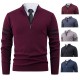 2025 European Size Autumn and Winter New Men's Thick Half-Zip Sweater: Jacquard Knit Sweater