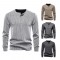2025 European Size New Men's Henley Collar Casual Long Sleeve T-Shirt: Men's Autumn/Winter Simple Base Shirt