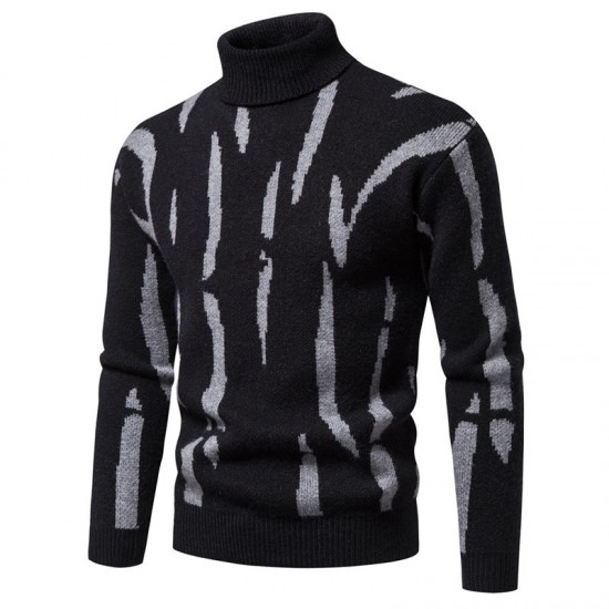 Men's High-Neck Round Neck Plaid Jacquard Personalized Super Soft Sweater Jacket