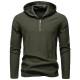 2025 European Size New Fall/Winter Men's Simple Casual Long-Sleeved Hooded T-Shirt: Zipper Design