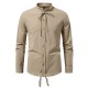 2025 European New Medieval Pirate Drawstring Men's Cotton and Linen Casual Long-Sleeved Shirt