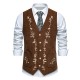 Men's Autumn/Winter Fashion Colorblock Embroidered Single-Breasted Corduroy Vest