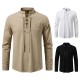 2025 New Men's Drawstring Medieval Pirate Shirt: Autumn and Winter Casual Shirt