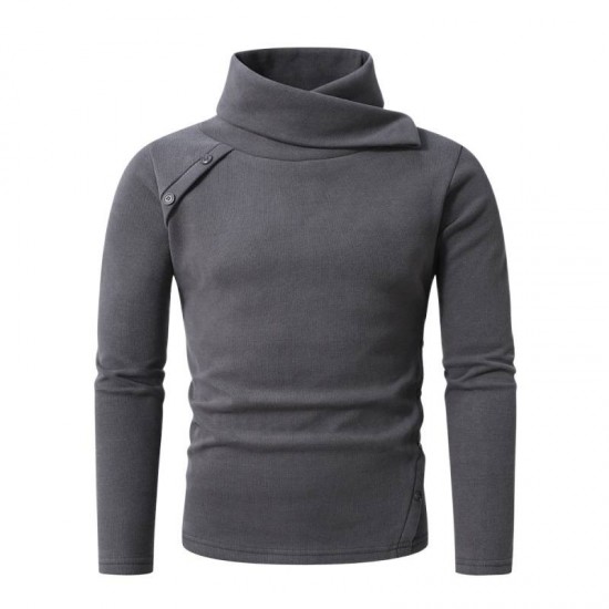 2025 Autumn/Winter New Men's Fashion British Style Pile Collar Long Sleeve Sweater: Men's Base Shirt