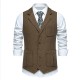 Wholesale Men's Herringbone Single-Breasted Lapel Vest