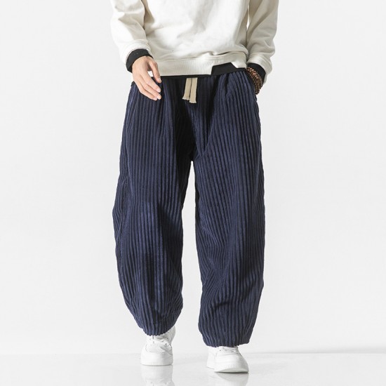 2025 Autumn/Winter New Men's Straight-Leg Skinny Pants: Harem Pants, Corduroy Oversized-style Loose Casual Pants