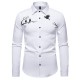 2025 European Size New Men's Slim Lapel Printed Casual Long-Sleeved Shirt