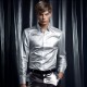 Spring/Autumn Men's Fashion: Men's Satin Nightclub Style Solid Color Shiny Trendy Long-Sleeved Shirts