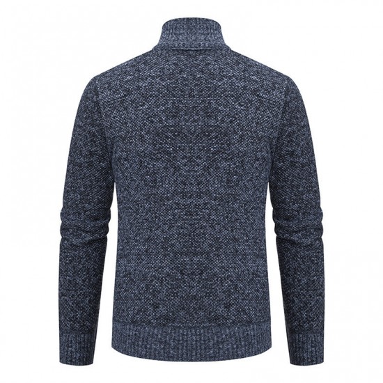 Men's Autumn/Winter Cardigan Casual Sweater: Plush Thickened Stand-up Collar Knitted Jacket