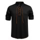 2025 European New Men's Drawstring Stand Collar Fashion Casual Long-Sleeved T-Shirt