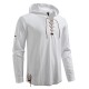 2025 European Size New Men's Drawstring Hooded Cotton and Linen Casual Long-Sleeved Shirt