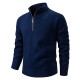 2025 European Size Men's Solid Color Thickened Sweater: Stand Collar Half-Zip Slim Fit Cardigan