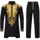 2025 Spring/Summer European and American Men's New Middle Eastern Style Robe: Gold Stamping Print Casual Suit