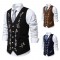 Men's Autumn/Winter Fashion Colorblock Embroidered Single-Breasted Corduroy Vest