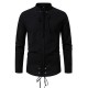 2025 European New Medieval Pirate Drawstring Men's Cotton and Linen Casual Long-Sleeved Shirt