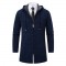 Autumn Men's Fashion Hooded Cardigan Sweater: Mid-Length Plush Thickened Cardigan Sweater Jacket