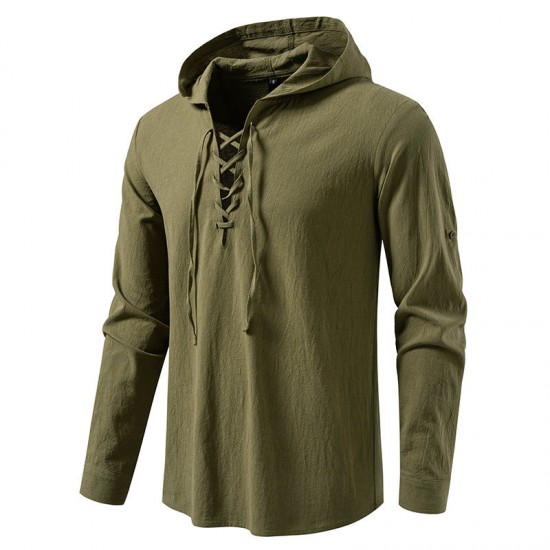 2025 New European-Sized Men's Long-Sleeved Hooded Casual Shirt