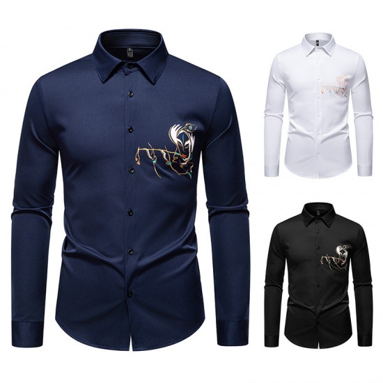 2025 New Autumn and Winter Men's Personalized Printed Long-sleeved Shirt: Premium Printed Casual Shirt