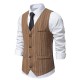 New Men's Retro Color Striped Design Trendy Single-Breasted Suit Casual Vest