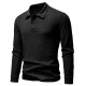 2025 European-sized New Men's Waffle Long-Sleeved Lapel T-Shirt: Simple Casual Polo Shirt